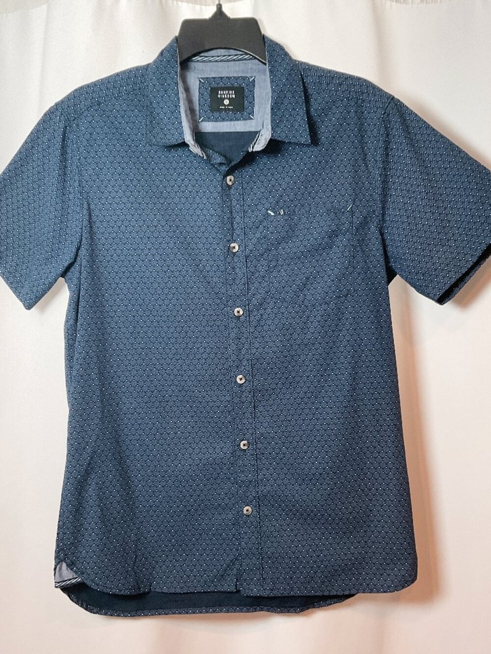 SUNRISE KINGDOM Mens Size Small Blue Geometric Button Up Short Sleeves Shirt
